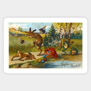 Odd Victorian Easter Greeting Sticker